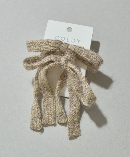 GOLDY（ゴールディ）の「ニット リボン ダブル ヘアカフ（ヘアゴム・レディース・ベージュ/ピンク/グリーン/ブラック・FREE）」の7枚目の写真