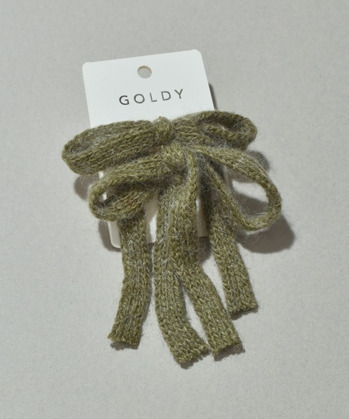 GOLDY（ゴールディ）の「ニット リボン ダブル ヘアカフ（ヘアゴム・レディース・ベージュ/ピンク/グリーン/ブラック・FREE）」の9枚目の写真