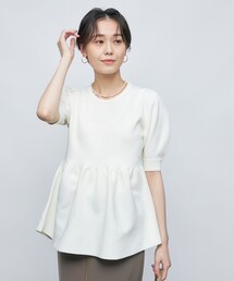 NOLLEY’S Sophi | 《手洗い可能》ポリ　ペプラムパフスリーブプルオーバーニット(ニット/セーター)