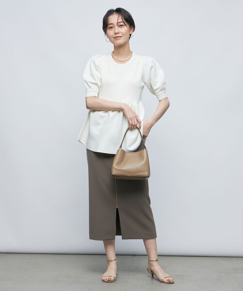 NOLLEY’S Sophi（ノーリーズソフィ）の「《手洗い可能》ポリ　ペプラムパフスリーブプルオーバーニット（ニット/セーター・レディース・ブラック/ピンク/オフホワイト・38）」の20枚目の写真