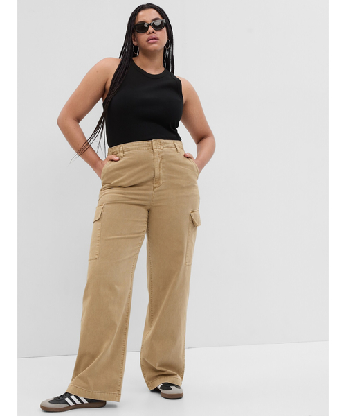 GAP(ギャップ)の「ウォッシュウェル ルーズフィット カーキカーゴパンツ(カーゴパンツ・レディース・カーキ/ベージュ/アイボリー/ブラック・00/0/2/000/4/6/8/10)」の11枚目の写真
