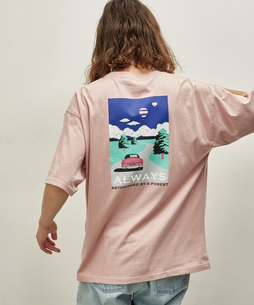 JUNRED(ジュンレッド)の「シティポップバックプリントTシャツ(Tシャツ/カットソー・メンズ・ピンク/チャコールグレー/ホワイト・L/LL/M)」の8枚目の写真