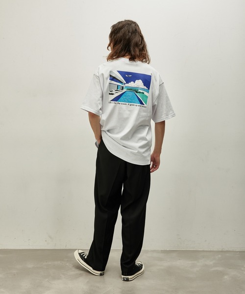 JUNRED(ジュンレッド)の「シティポップバックプリントTシャツ(Tシャツ/カットソー・メンズ・ピンク/チャコールグレー/ホワイト・L/LL/M)」の13枚目の写真
