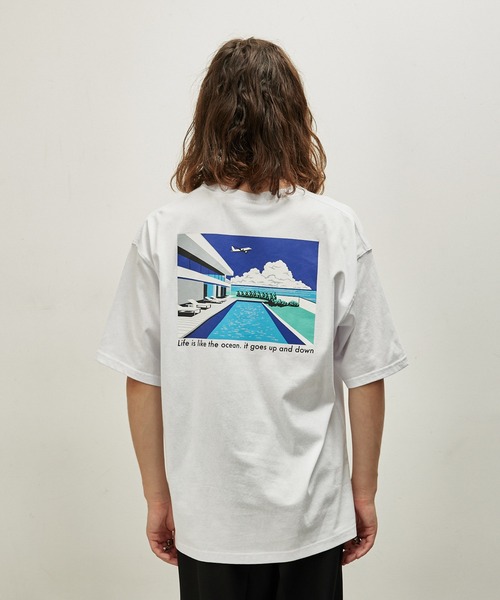 JUNRED(ジュンレッド)の「シティポップバックプリントTシャツ(Tシャツ/カットソー・メンズ・ピンク/チャコールグレー/ホワイト・L/LL/M)」の17枚目の写真
