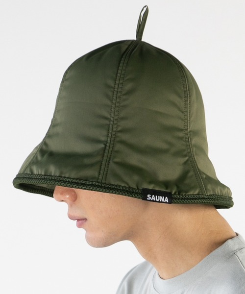 14+(イチヨンプラス)の「ナイロンサウナハット 高断熱(3Mシンサレート使用)・深めタイプ 袋付き(ハット・レディース・カーキ/アイボリー/ブラック/ピンク/ライトブルー/グレー・MEDIUM)」の5枚目の写真