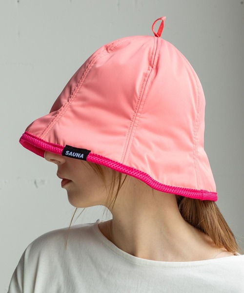 14+(イチヨンプラス)の「ナイロンサウナハット 高断熱(3Mシンサレート使用)・深めタイプ 袋付き(ハット・レディース・カーキ/アイボリー/ブラック/ピンク/ライトブルー/グレー・MEDIUM)」の1枚目の写真