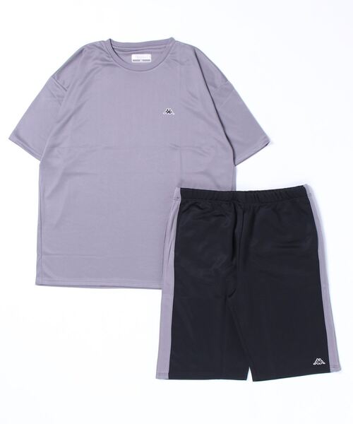 Kappa（カッパ）の「kappa/カッパ ドライ DRY 速乾 半袖Tシャツ×ハーフパンツ セットアップ 上下セット ビッグシルエット 大きいサイズ（3L,4L,5L）（ルームウェア/パジャマ・メンズ・ブルー/ブルー系その他2/ホワイト系その他/ホワイト/グレー系その他/ブルー系その他/グレー・6L/5L/4L）」の3枚目の写真