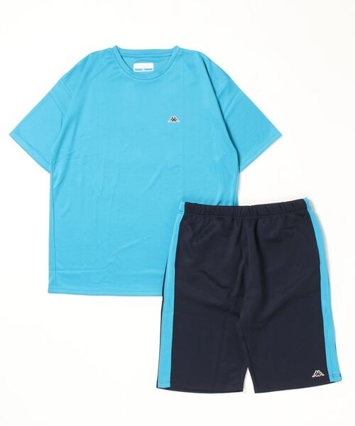 Kappa（カッパ）の「kappa/カッパ ドライ DRY 速乾 半袖Tシャツ×ハーフパンツ セットアップ 上下セット ビッグシルエット 大きいサイズ（3L,4L,5L）（ルームウェア/パジャマ・メンズ・ブルー/ブルー系その他2/ホワイト系その他/ホワイト/グレー系その他/ブルー系その他/グレー・6L/5L/4L）」の5枚目の写真