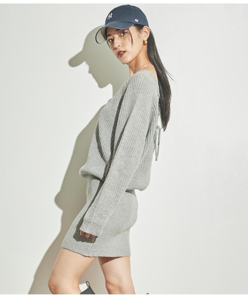 ANAP（アナップ）の「バックスピンドルニットワンピース（ワンピース・レディース・グレー/アイボリー/スミクロ・FREE）」の14枚目の写真