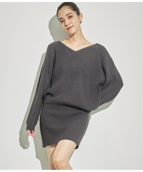 ANAP（アナップ）の「バックスピンドルニットワンピース（ワンピース・レディース・グレー/アイボリー/スミクロ・FREE）」の10枚目の写真