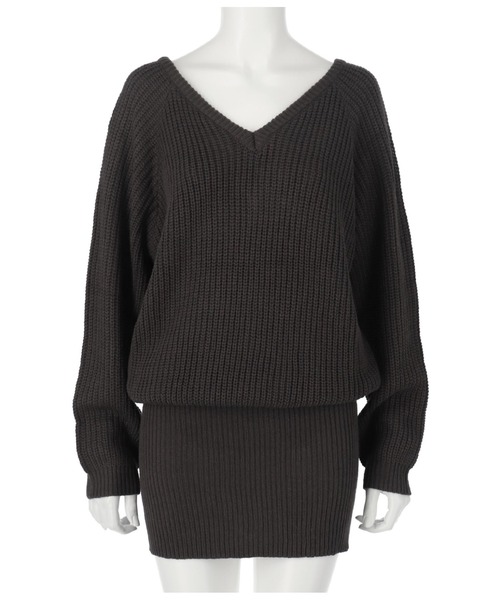 ANAP（アナップ）の「バックスピンドルニットワンピース（ワンピース・レディース・グレー/アイボリー/スミクロ・FREE）」の19枚目の写真