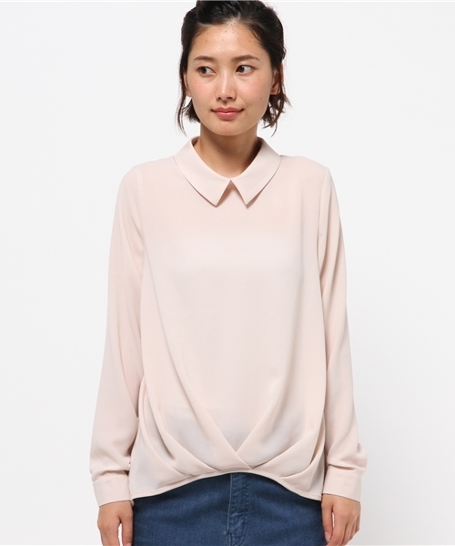 OUTLET（アウトレット）の「【CAPRICIEUX LE'MAGE】ドレープシャツプルオーバー（シャツ/ブラウス・レディース・ベージュ/ネイビー/ホワイト・FREE）」の4枚目の写真