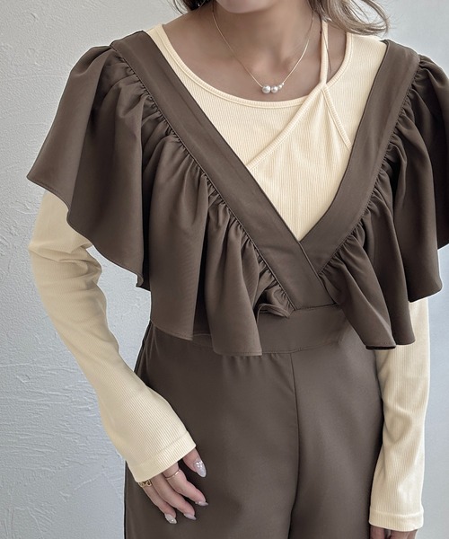 apres jour clair（アプレジュールクレア）の「【apres jour clair】リブレイヤードトップス【ZOZOTOWN限定アイテム】（Tシャツ/カットソー・レディース・アイボリー/ブラウン系その他/オレンジ系その他/ブラック/杢グレー・X-LARGE/フリー）」の8枚目の写真