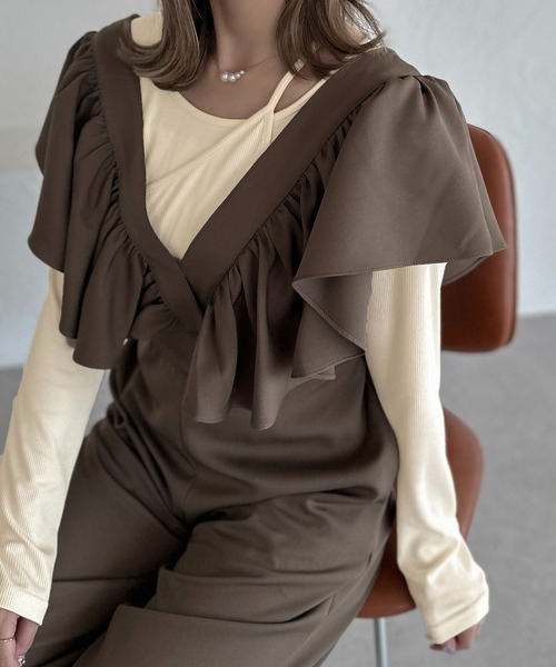 apres jour clair（アプレジュールクレア）の「【apres jour clair】リブレイヤードトップス【ZOZOTOWN限定アイテム】（Tシャツ/カットソー・レディース・アイボリー/ブラウン系その他/オレンジ系その他/ブラック/杢グレー・X-LARGE/フリー）」の7枚目の写真