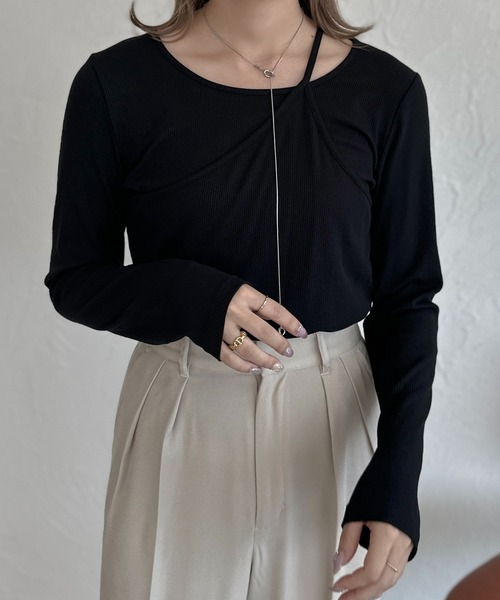 apres jour clair（アプレジュールクレア）の「【apres jour clair】リブレイヤードトップス【ZOZOTOWN限定アイテム】（Tシャツ/カットソー・レディース・アイボリー/ブラウン系その他/オレンジ系その他/ブラック/杢グレー・X-LARGE/フリー）」の12枚目の写真