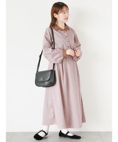 ehka sopo（エヘカソポ）の「チェック開襟ワンピース（ワンピース・レディース・ブラック/レッド/グリーン・F）」の4枚目の写真