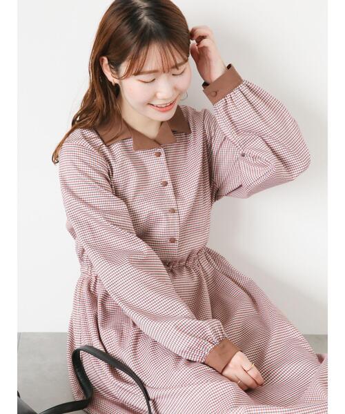 ehka sopo（エヘカソポ）の「チェック開襟ワンピース（ワンピース・レディース・ブラック/レッド/グリーン・F）」の10枚目の写真