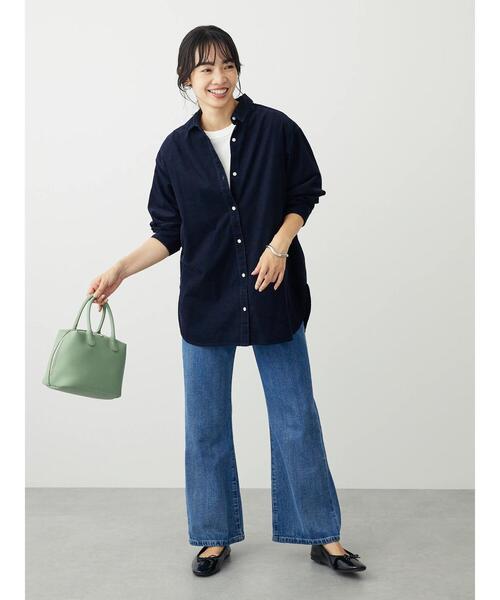 Green Parks(グリーンパークス)の「柔らかい細コールシャツ(シャツ/ブラウス・レディース・ベージュ/ネイビー/ブルーグリーン/ホワイト系その他2・FREE)」の8枚目の写真