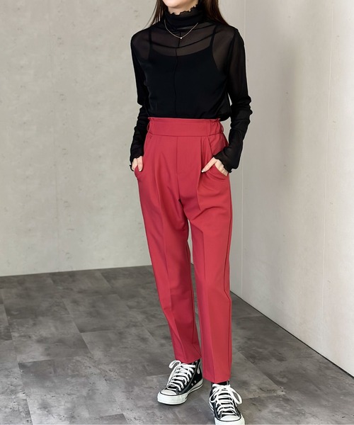 Per sist ence(パーシエンス)の「シアーメローハイネックトップス(Tシャツ/カットソー・レディース・ブラウン/アイボリー/ブラック/グレー・FREE)」の12枚目の写真