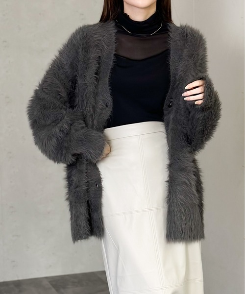 Per sist ence(パーシエンス)の「シアーメローハイネックトップス(Tシャツ/カットソー・レディース・ブラウン/アイボリー/ブラック/グレー・FREE)」の22枚目の写真
