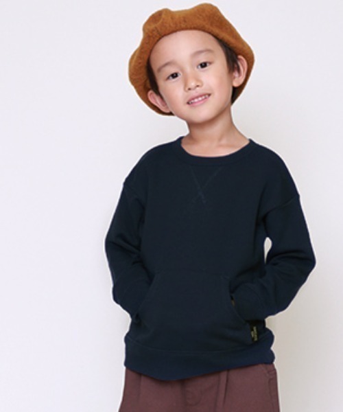 DILASH（ディラッシュ）の「WEB限定ポケット付きトレーナー（スウェット・キッズ・ワインレッド/ネイビー/ブラウン/カーキ/ブラック/レンガ/チャコール/グリーン/オレンジ/グレー・120/100/90/80/140/130/110）」の2枚目の写真