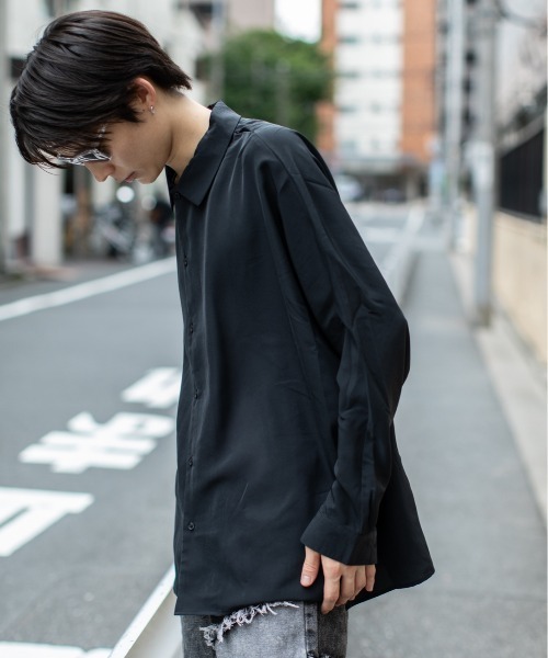 En serio TOKYO（エンソリオトーキョー）の「ドルマンスリーブ トロミオーバーシャツ（シャツ/ブラウス・メンズ・ホワイト/チャコールグレー/ブラック・L/M）」の14枚目の写真