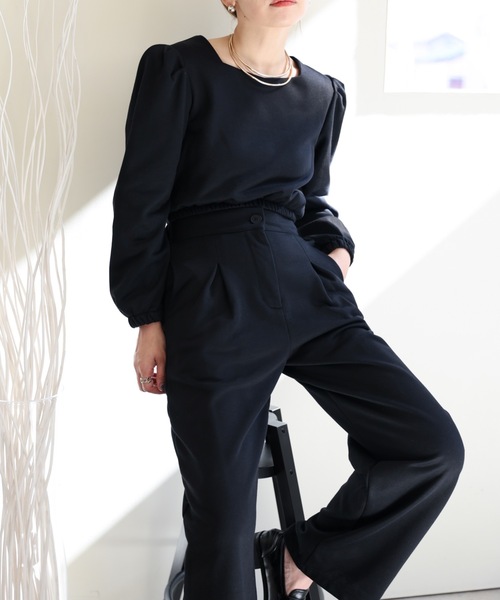 ULEULA(ウルア)の「パワショルスクエアトップス+タックワイドパンツ セットアップ(セットアップ・レディース・ホワイト/ブラック/グレー・FREE)」の21枚目の写真