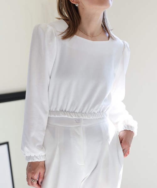 ULEULA(ウルア)の「パワショルスクエアトップス+タックワイドパンツ セットアップ(セットアップ・レディース・ホワイト/ブラック/グレー・FREE)」の11枚目の写真