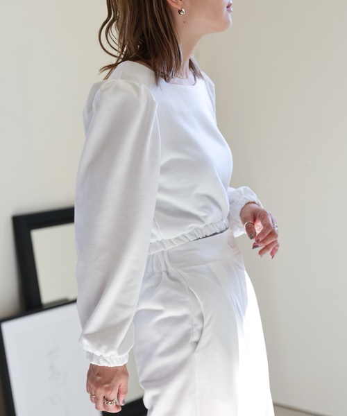 ULEULA(ウルア)の「パワショルスクエアトップス+タックワイドパンツ セットアップ(セットアップ・レディース・ホワイト/ブラック/グレー・FREE)」の13枚目の写真