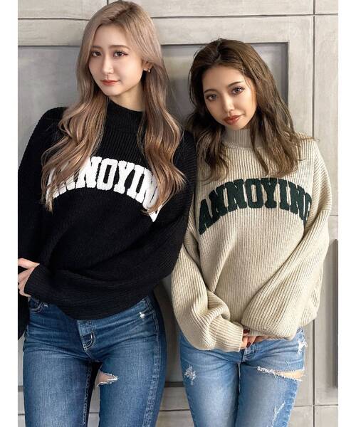 GYDA(ジェイダ)の「ANNOYINGサガラニットトップス(ニット/セーター・レディース・ブラック/ベージュ/グレー・FREE)」の5枚目の写真