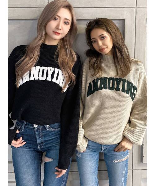 GYDA(ジェイダ)の「ANNOYINGサガラニットトップス(ニット/セーター・レディース・ブラック/ベージュ/グレー・FREE)」の6枚目の写真