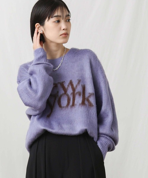 Gready Brilliant(グレディブリリアン)の「NYロゴニット(ニット/セーター・レディース・チャコールグレー/ベージュ/サックスブルー・FREE)」の8枚目の写真