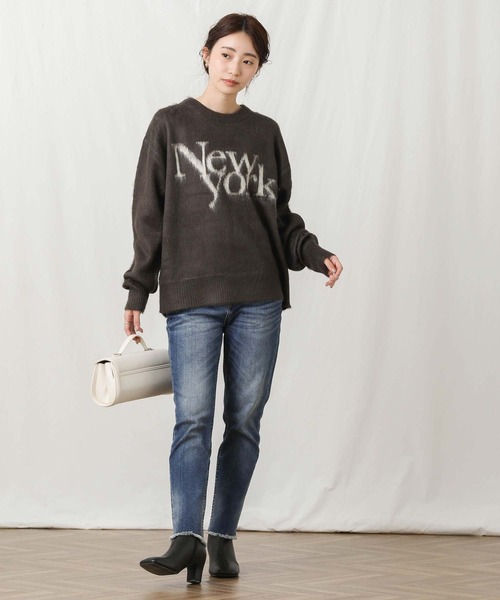 Gready Brilliant(グレディブリリアン)の「NYロゴニット(ニット/セーター・レディース・チャコールグレー/ベージュ/サックスブルー・FREE)」の13枚目の写真