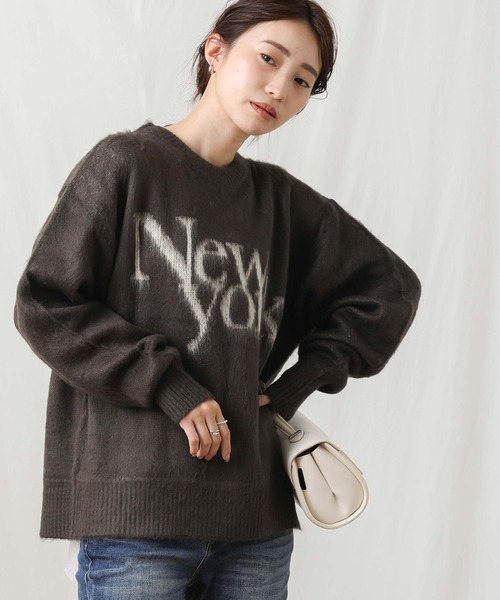 Gready Brilliant(グレディブリリアン)の「NYロゴニット(ニット/セーター・レディース・チャコールグレー/ベージュ/サックスブルー・FREE)」の17枚目の写真