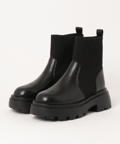 LUGG NAGG(ラグナグ)の「【BeF/ビーエフ】伸縮ニットミドルブーツ(ブーツ・レディース・ブラック/ホワイト・S/M/LL/L)」の2枚目の写真