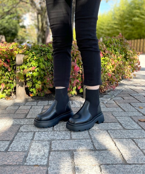 LUGG NAGG(ラグナグ)の「【BeF/ビーエフ】伸縮ニットミドルブーツ(ブーツ・レディース・ブラック/ホワイト・S/M/LL/L)」の6枚目の写真