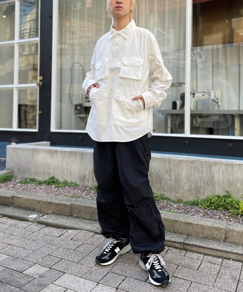 STONE  ホワイトシャツジャケット JIGGYS SHOP｜中綿入り ストレッチ ブロード シャツジャケット 25AW