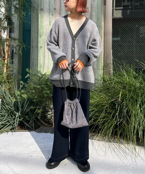 CIAOPANIC TYPY（チャオパニックティピー）の「【ユニセックス】アウトリンキングニットカーディガン（カーディガン/ボレロ・メンズ・チャコールグレー/アイボリー/オレンジ系その他・MEDIUM/LARGE）」の6枚目の写真