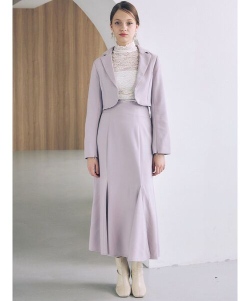 MERCURYDUO（マーキュリーデュオ）の「【セットアップ着用可】2WAYスリットスリーブマイクロ丈ジャケット（テーラードジャケット・レディース・ラベンダー/アイボリー・FREE）」の4枚目の写真