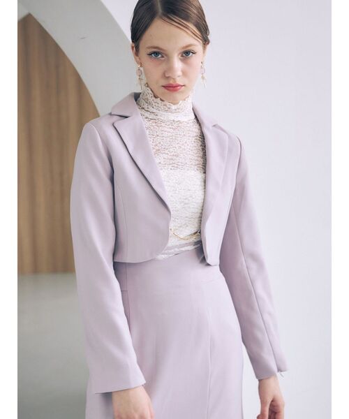 MERCURYDUO（マーキュリーデュオ）の「【セットアップ着用可】2WAYスリットスリーブマイクロ丈ジャケット（テーラードジャケット・レディース・ラベンダー/アイボリー・FREE）」の5枚目の写真