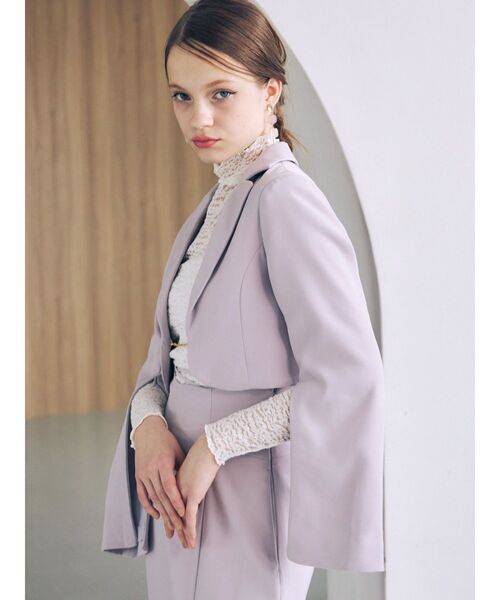 MERCURYDUO（マーキュリーデュオ）の「【セットアップ着用可】2WAYスリットスリーブマイクロ丈ジャケット（テーラードジャケット・レディース・ラベンダー/アイボリー・FREE）」の7枚目の写真