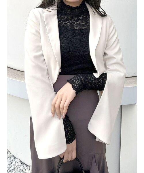 MERCURYDUO（マーキュリーデュオ）の「【セットアップ着用可】2WAYスリットスリーブマイクロ丈ジャケット（テーラードジャケット・レディース・ラベンダー/アイボリー・FREE）」の15枚目の写真