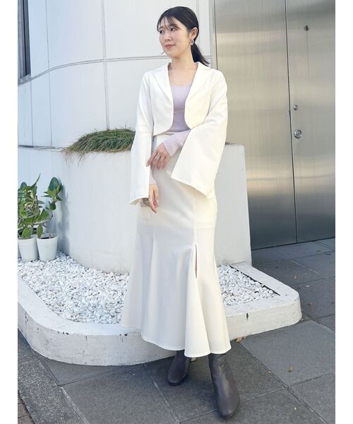 MERCURYDUO（マーキュリーデュオ）の「【セットアップ着用可】2WAYスリットスリーブマイクロ丈ジャケット（テーラードジャケット・レディース・ラベンダー/アイボリー・FREE）」の16枚目の写真