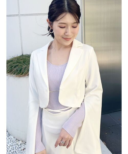 MERCURYDUO（マーキュリーデュオ）の「【セットアップ着用可】2WAYスリットスリーブマイクロ丈ジャケット（テーラードジャケット・レディース・ラベンダー/アイボリー・FREE）」の18枚目の写真