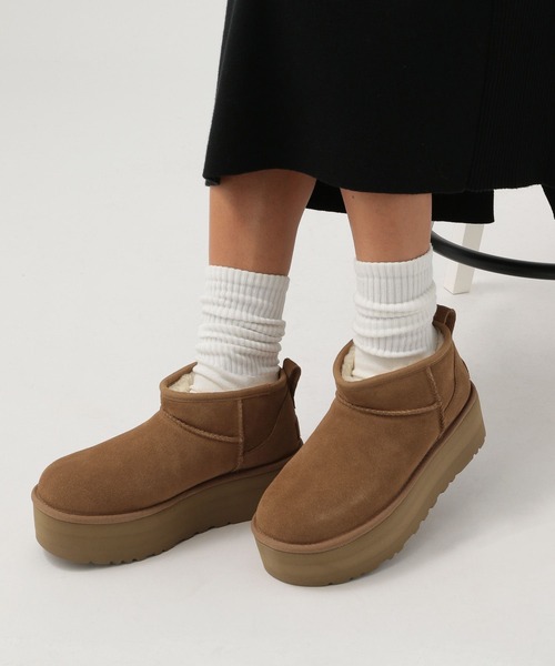 UGG レディース 厚底クラシックウルトラミニ ムートンブーツ 25cm#39