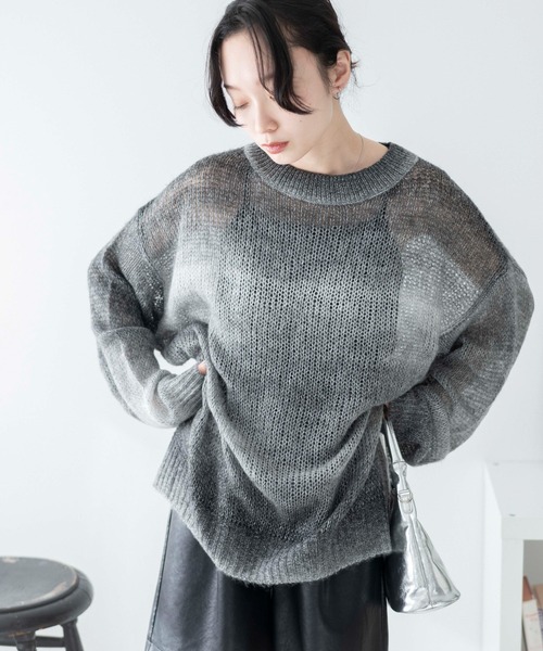 WEGO(ウィゴー)の「WEGO/グラデーションメッシュニット(ニット/セーター・レディース・ブルー/その他1/ブラック・FREE)」の2枚目の写真