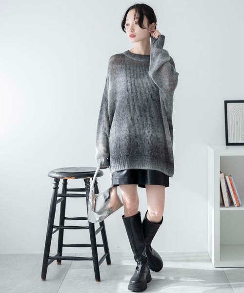 WEGO(ウィゴー)の「WEGO/グラデーションメッシュニット(ニット/セーター・レディース・ブルー/その他1/ブラック・FREE)」の14枚目の写真
