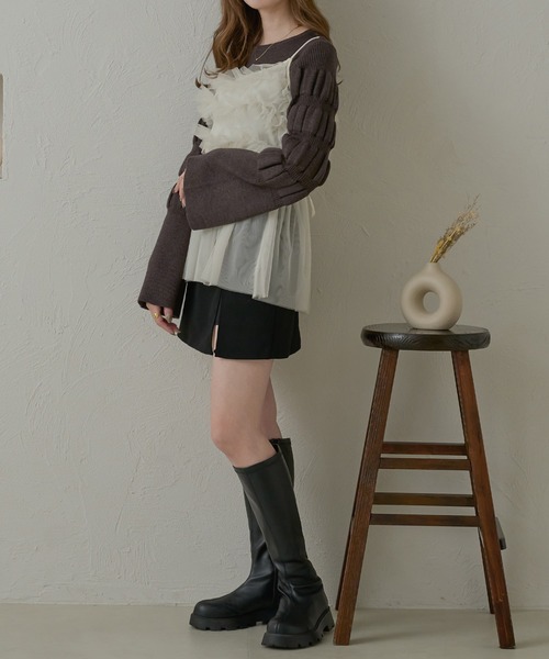 Ambre Neige（アンブルネージュ）の「モチモチフレアスリーブニット/【WEB/EC限定商品】（ニット/セーター・レディース・アイボリー/チャコールグレー/オレンジ系その他・FREE）」の5枚目の写真
