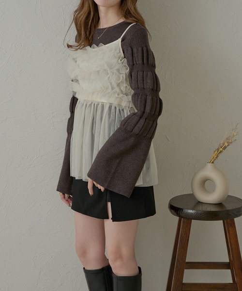 Ambre Neige（アンブルネージュ）の「モチモチフレアスリーブニット/【WEB/EC限定商品】（ニット/セーター・レディース・アイボリー/チャコールグレー/オレンジ系その他・FREE）」の7枚目の写真