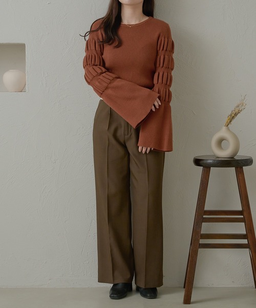 Ambre Neige（アンブルネージュ）の「モチモチフレアスリーブニット/【WEB/EC限定商品】（ニット/セーター・レディース・アイボリー/チャコールグレー/オレンジ系その他・FREE）」の10枚目の写真